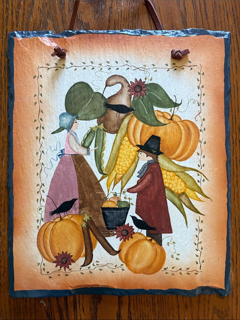 Primitive Slate Harvest Plaque Sign Thanksgiving